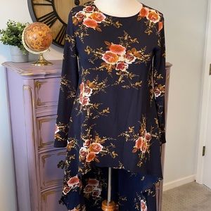 SHEIN High-Low Floral Boho Blouse